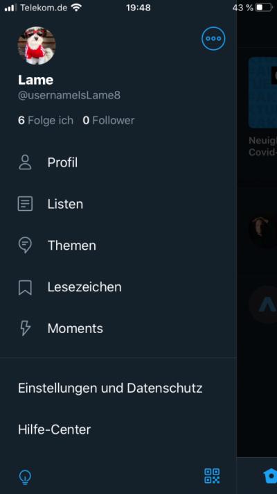 Öffne das Menü über einen Klick auf dein Benutzerbild oben links