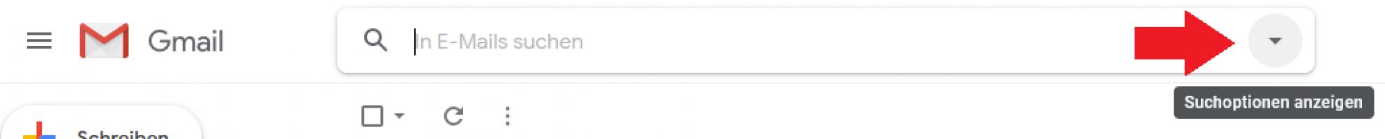 Schritt 1: In Gmail einloggen und Suchoptionen öffnen