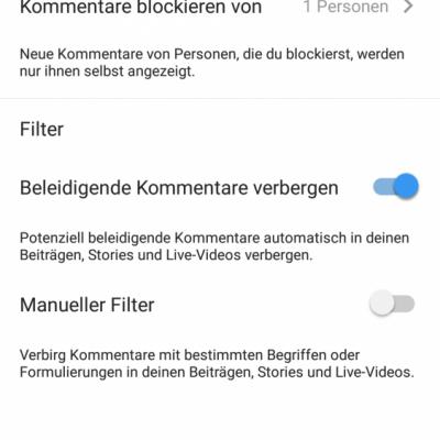Schritt 3: Beleidigende Kommentare aktivieren und manuellen Filter erstellen