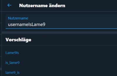 Neuen Benutzernamen eingeben und mit Speichern bestätigen